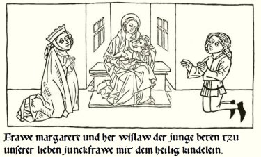 Strophen 1 und 2 'Gotteslob' - Margarete und Wizlaw beten zu Maria mit dem Jesuskind