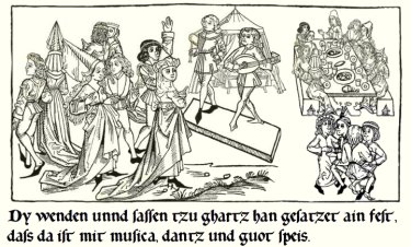 Strophe 7 'Die Menschen' - Die slawischen und deutschen Garzer feiern ein Fest