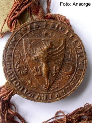 Siegel Wizlaws III. an einer Urkunde vom 9. Juni 1304