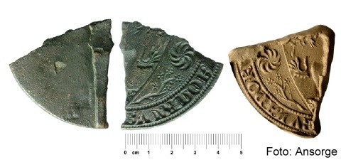 Bruchst�ck des Siegelstempels Wizlaws III. und ein Abdruck davon